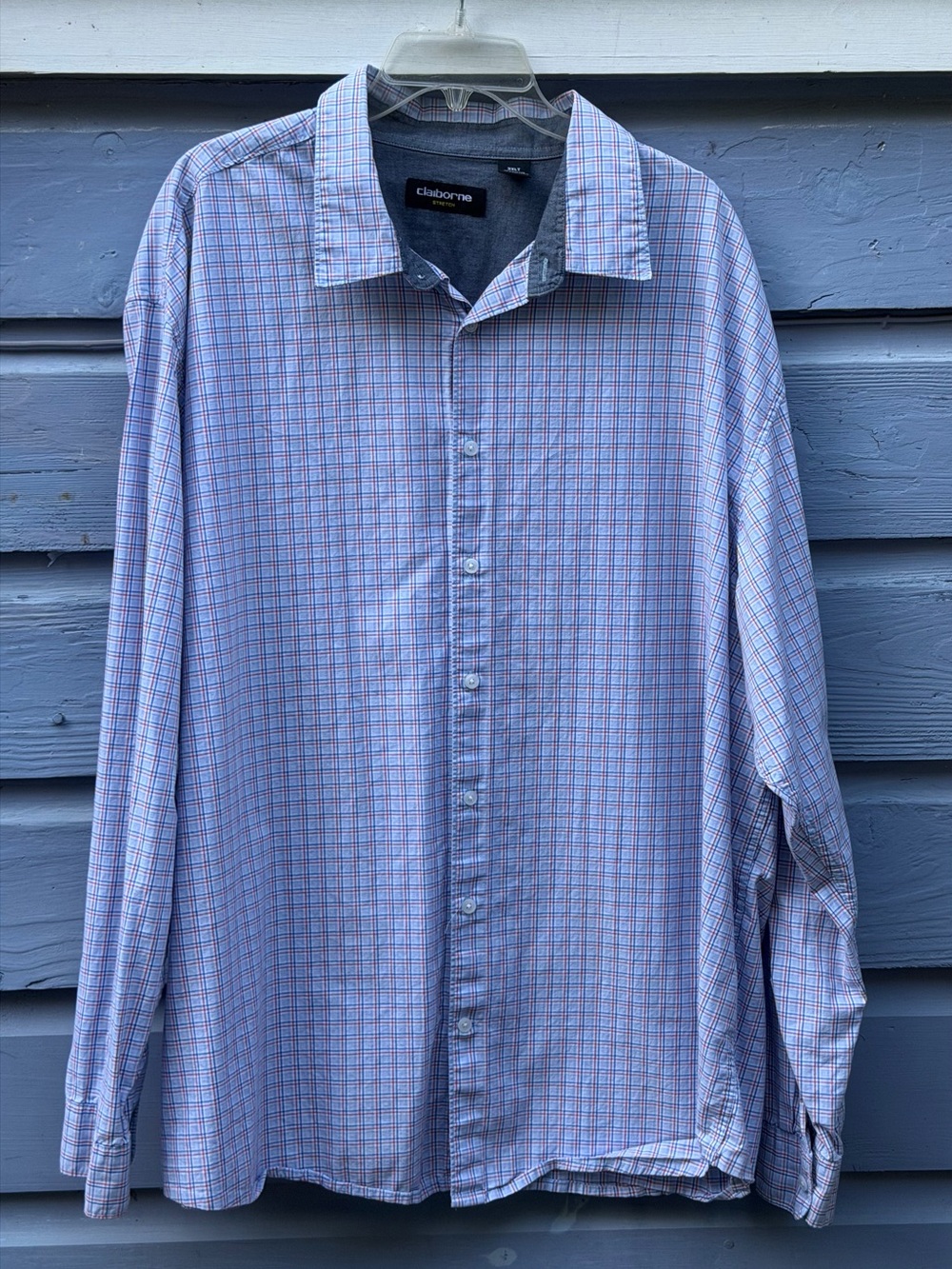 Men’s Big & Tall Claiborne Stretch Button-Front Cotton Long Sleeve Shirt, 3XL